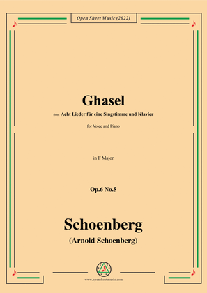 Book cover for Schoenberg-Ghasel,in F Major,Op.6 No.5
