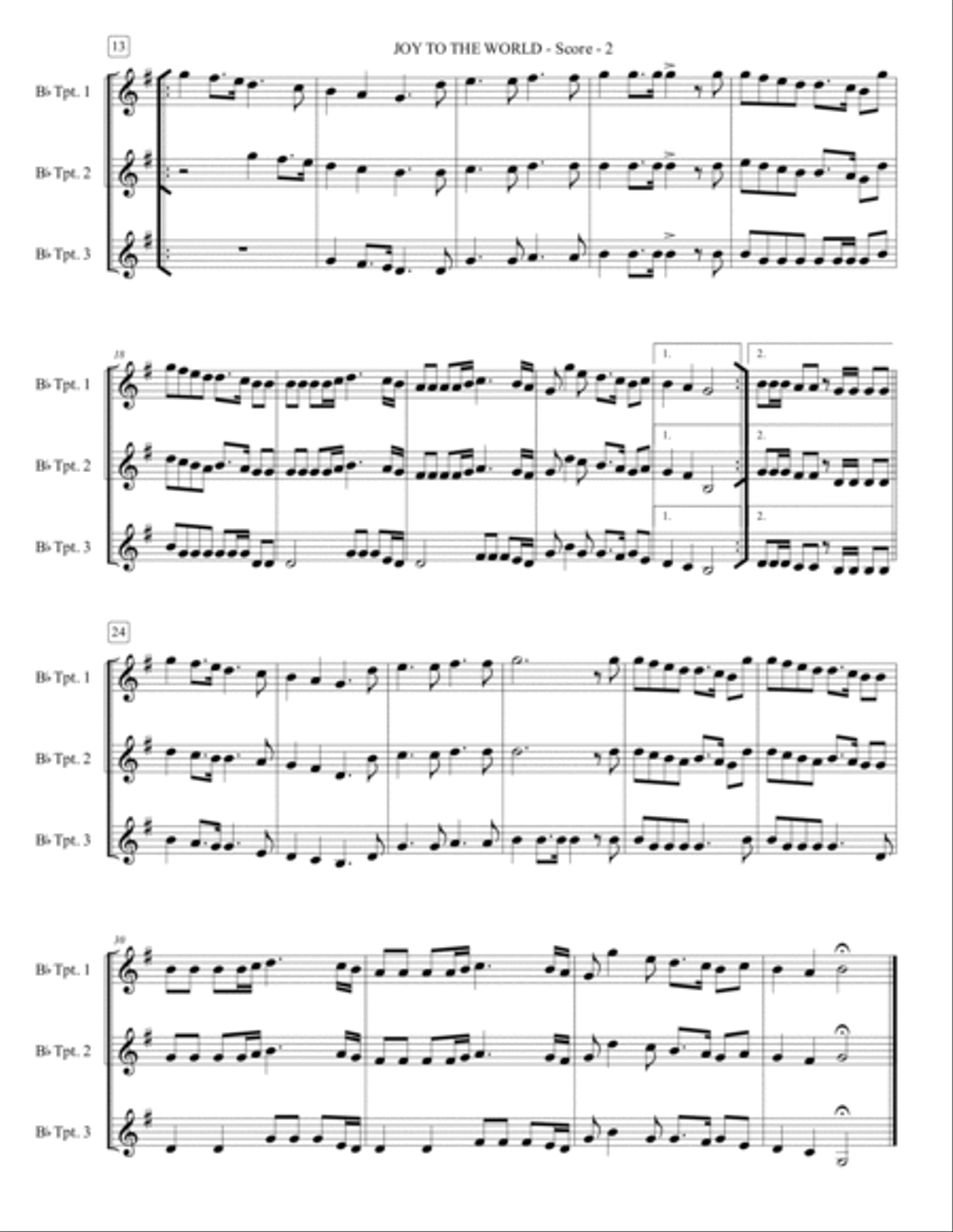 Joy To The World - Trumpet Trio Trumpet Trio scores gallery preview page 3