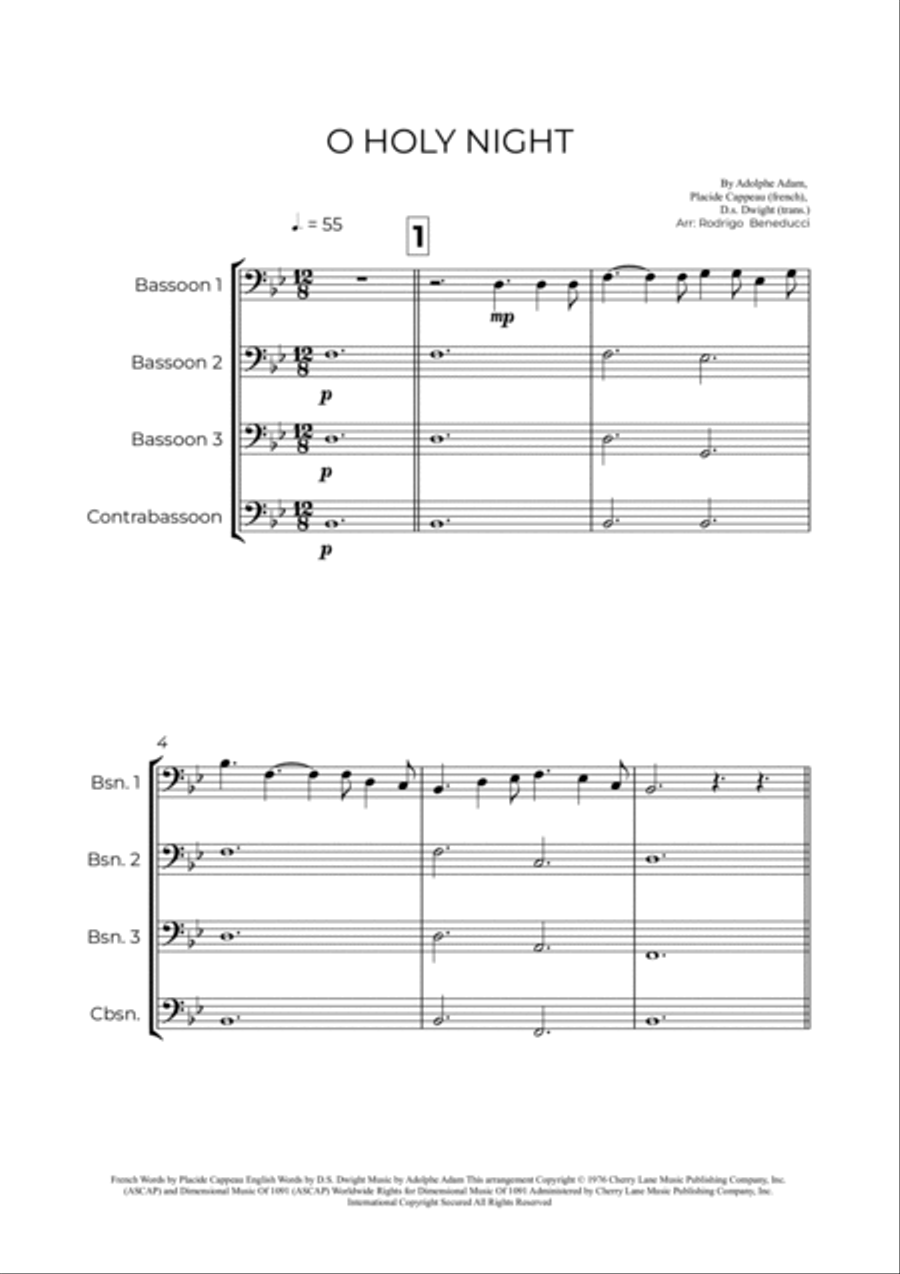 O Holy Night Bassoon Quartet scores gallery preview page 2