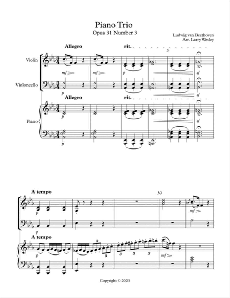 Sonate #18 Opus 31 #3 Sonate #18 Opus 31 #3 Piano Trio scores gallery preview page 2