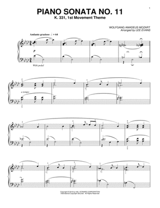 Book cover for Piano Sonata In A Major, K.331, 1st Movement