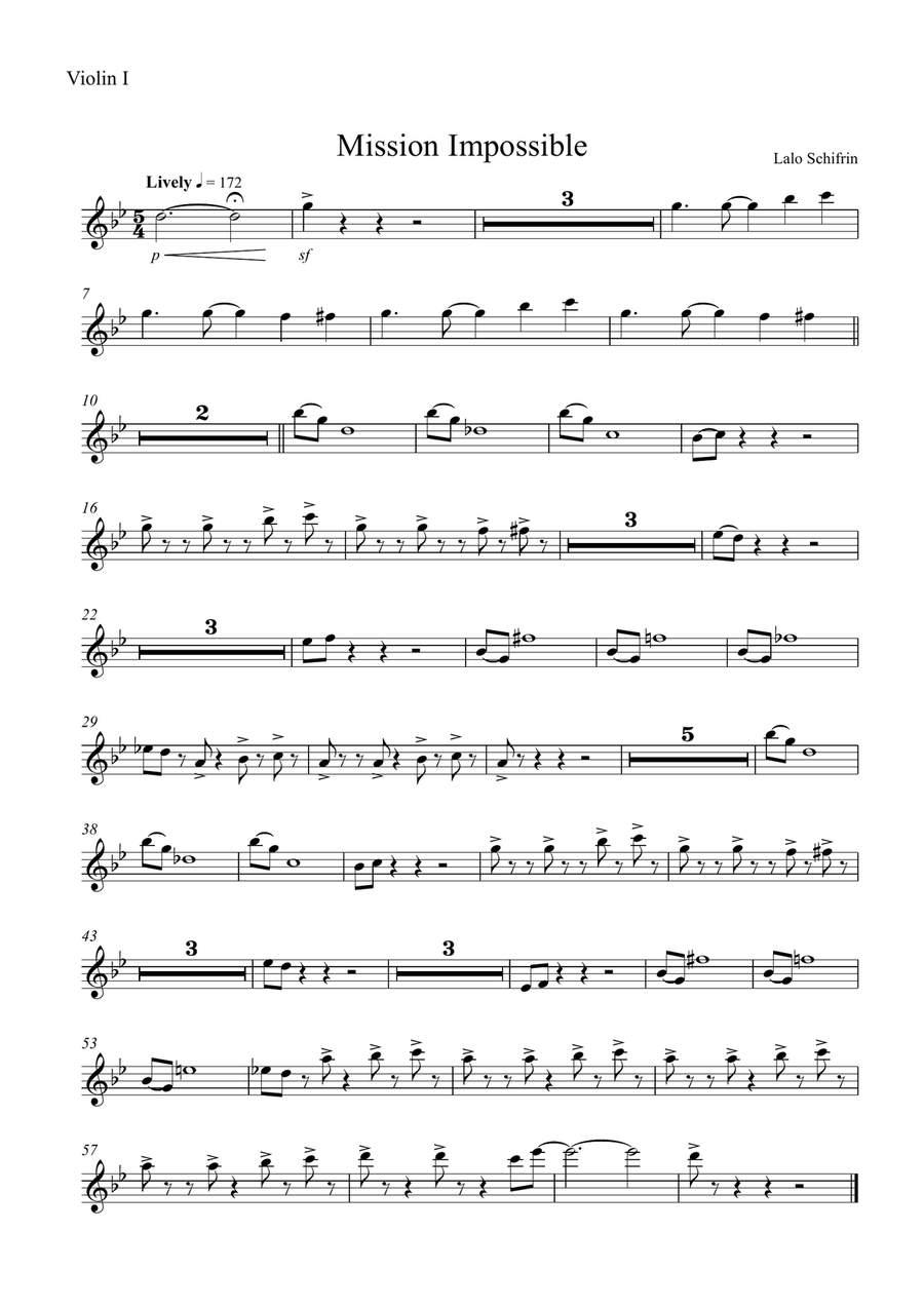 Mission: Impossible Theme from the Paramount Television Series MISSION: IMPOSSIBLE String Quartet scores gallery preview page 5