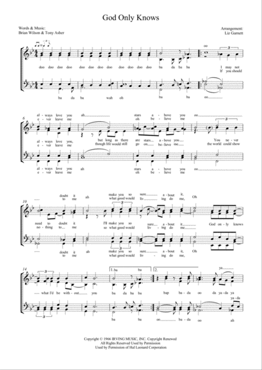 God Only Knows SSAA scores gallery preview page 1
