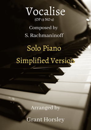 Book cover for "Vocalise" S.Rachmaninoff- Solo Piano- Simplified Version
