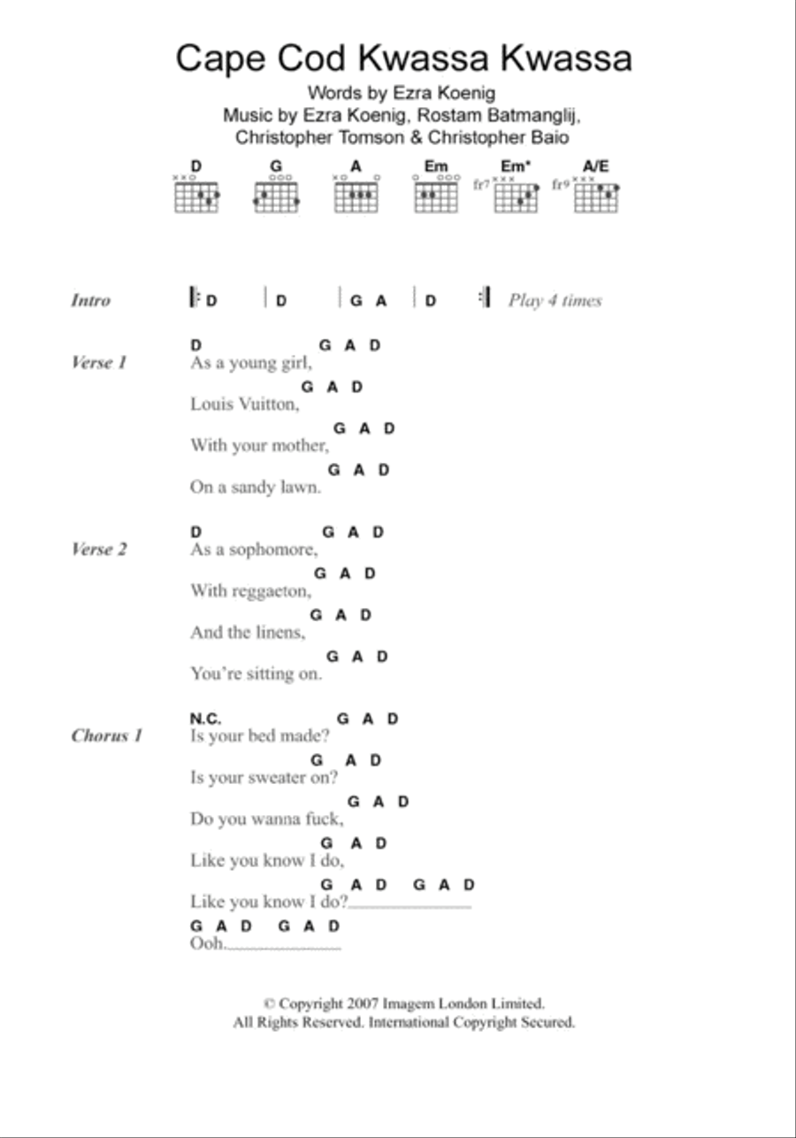 Cape Cod Kwassa Kwassa Acoustic Guitar scores gallery preview page 1
