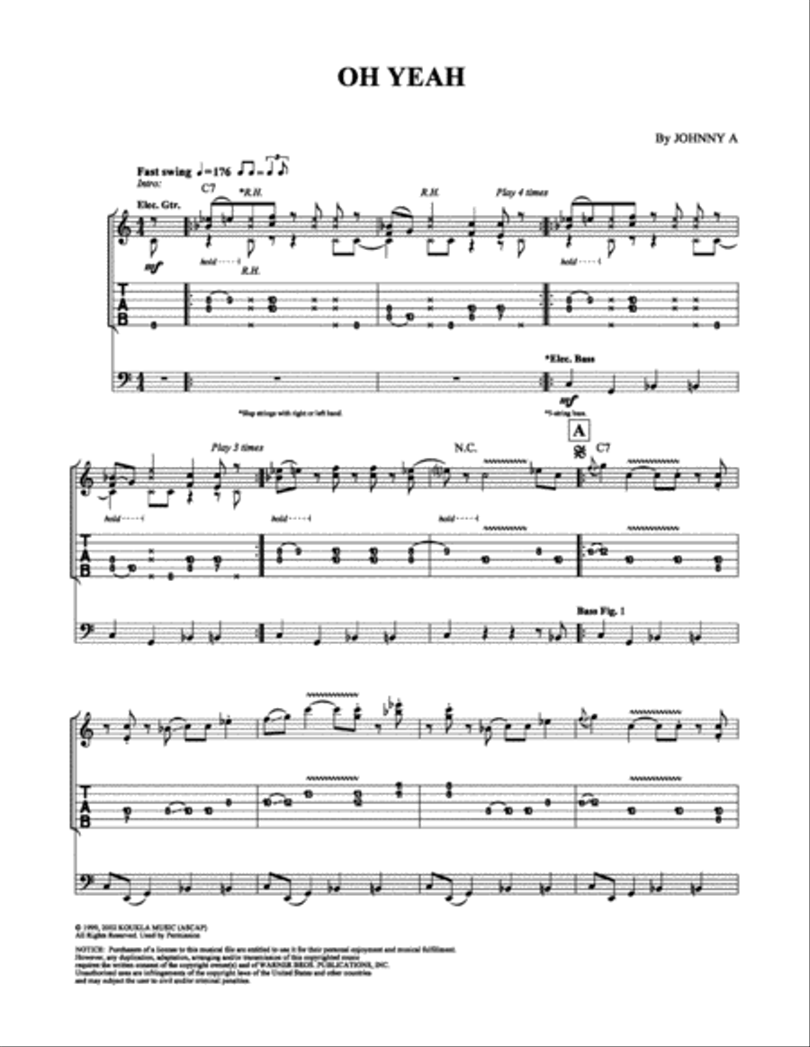 Oh Yeah Oh Yeah Electric Guitar scores gallery preview page 1