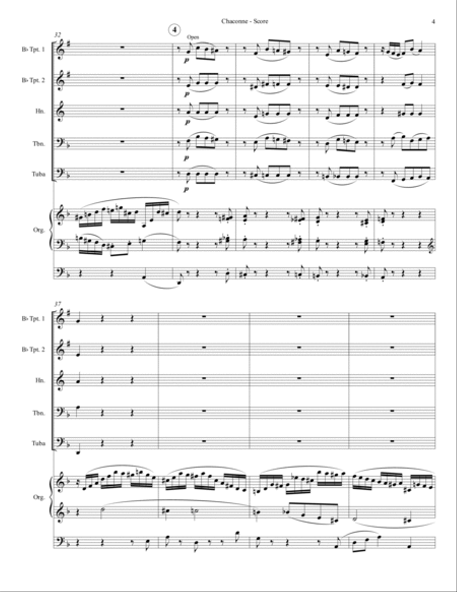 Chaconne (for Brass Quintet and Organ) Brass Ensemble scores gallery preview page 5