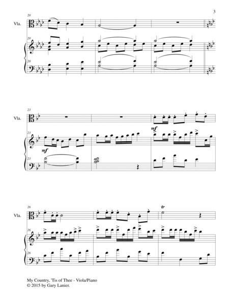 MY COUNTRY, ‘TIS OF THEE (Duet – Viola and Piano/Score and Parts) image number null