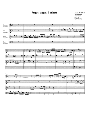 Book cover for Fugue in B minor (arrangement for 4 recorders)