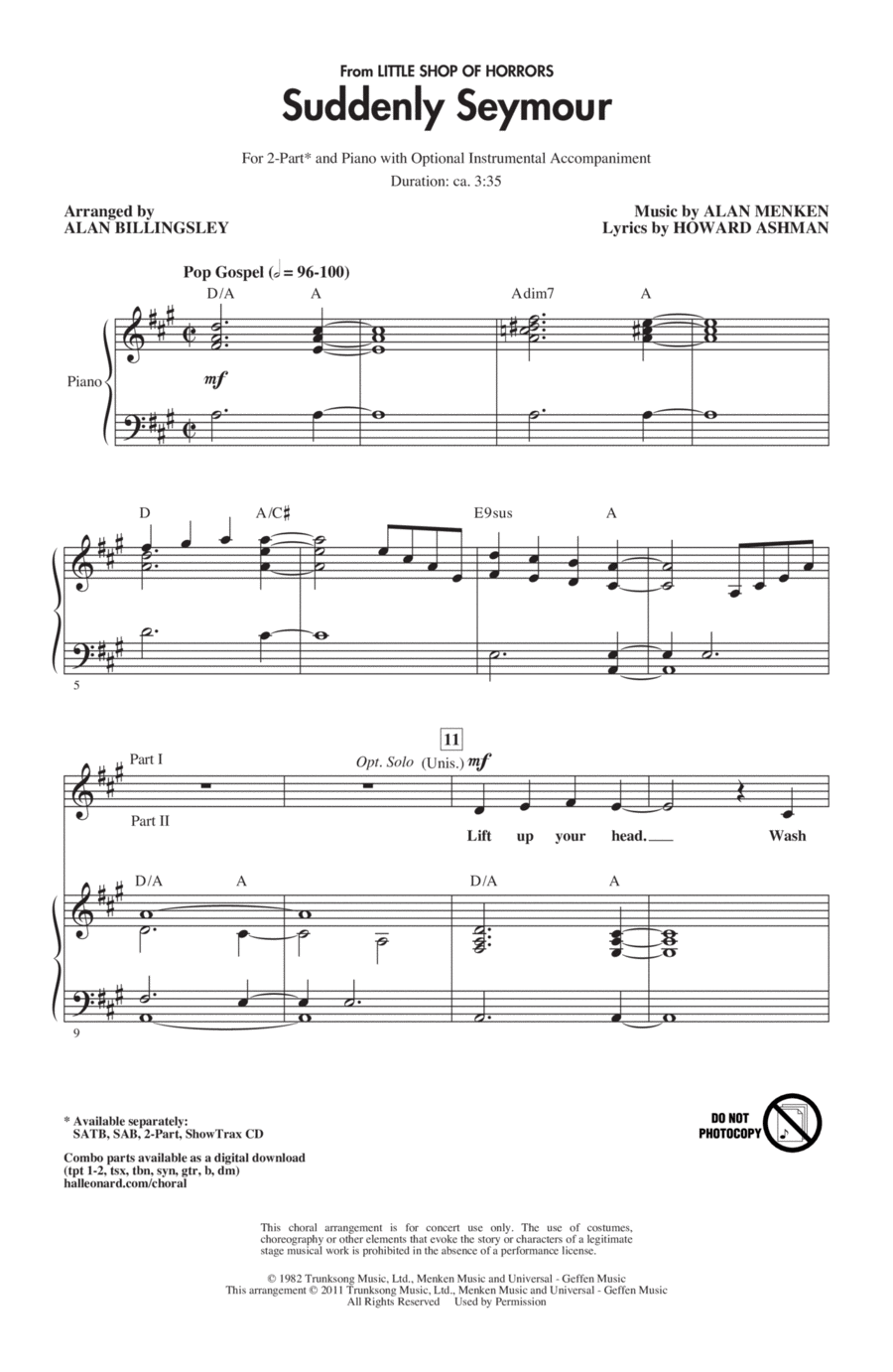Suddenly Seymour (from Little Shop of Horrors) (arr. Alan Billingsley) 2-Part scores gallery preview page 1