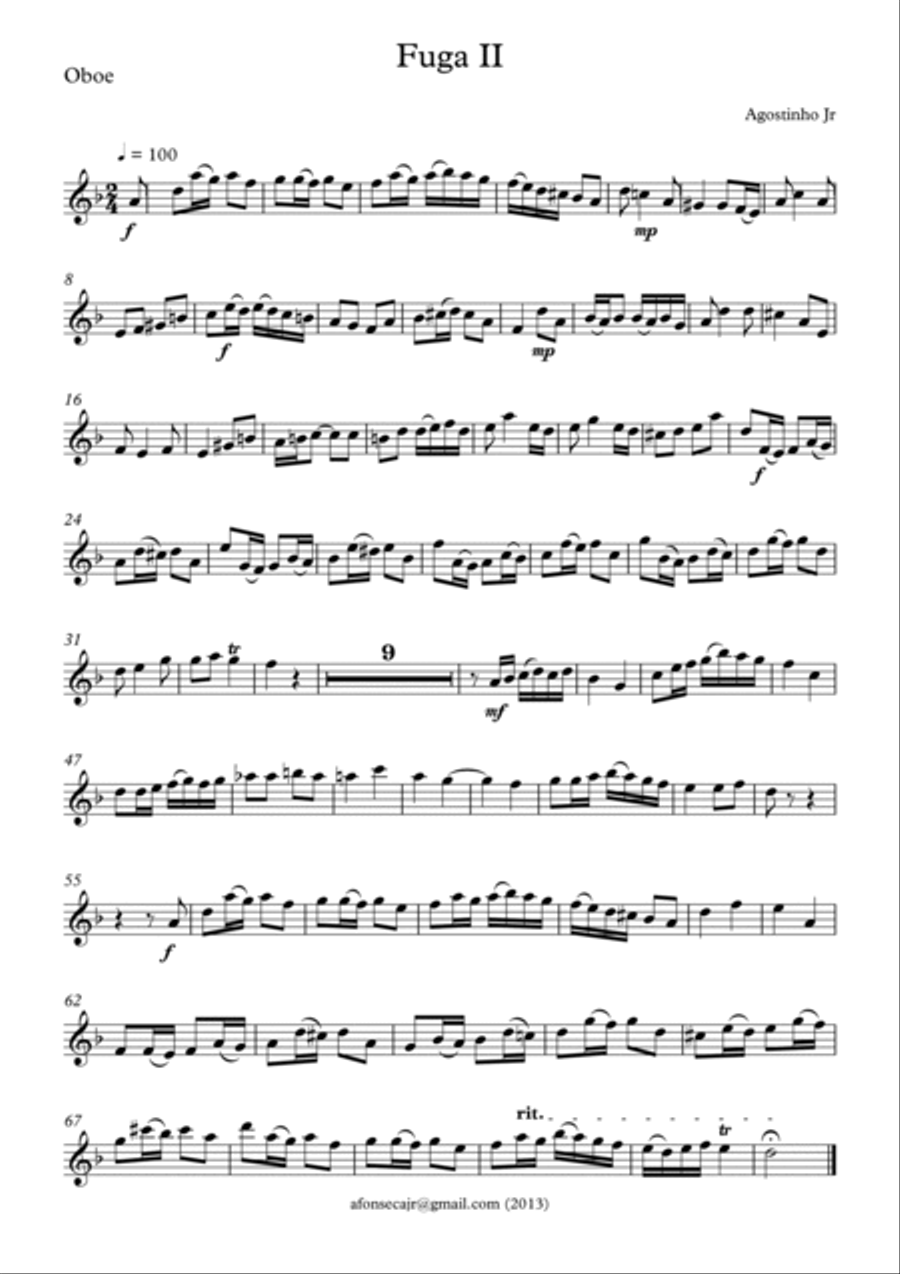 Fugue Nº2 - Double Reed Ensemble Woodwind Ensemble scores gallery preview page 4