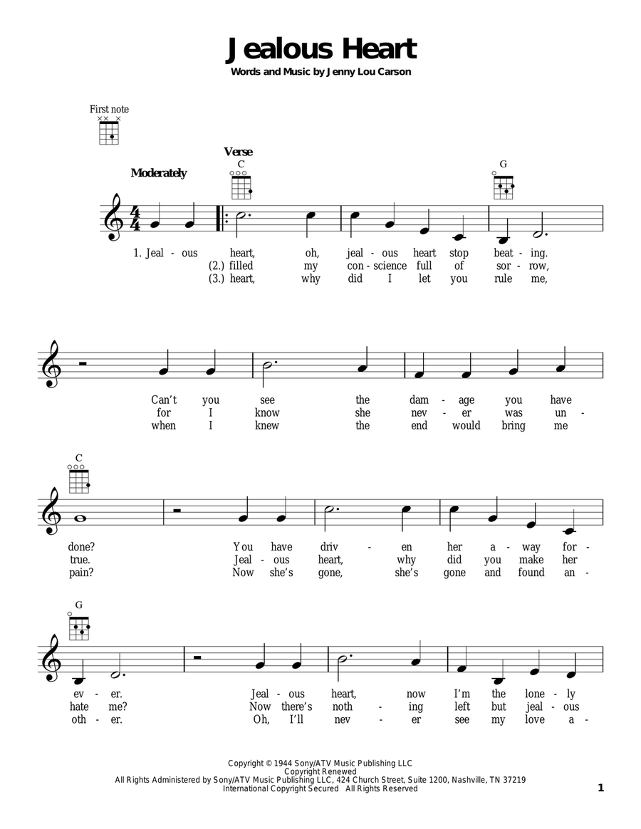 Jealous Heart Ukulele scores gallery preview page 1