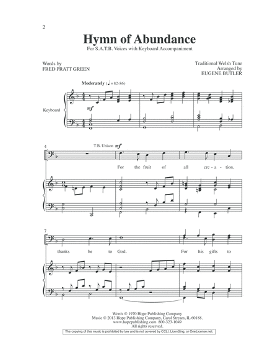 Hymn of Abundance 4-Part scores gallery preview page 2