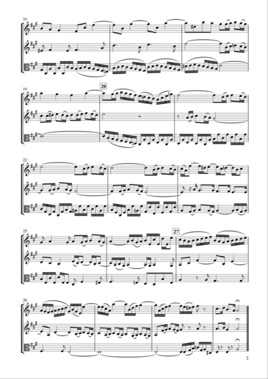 Sinfonia No.12 BWV.798 for Two Violins & Viola String Duet scores gallery preview page 2