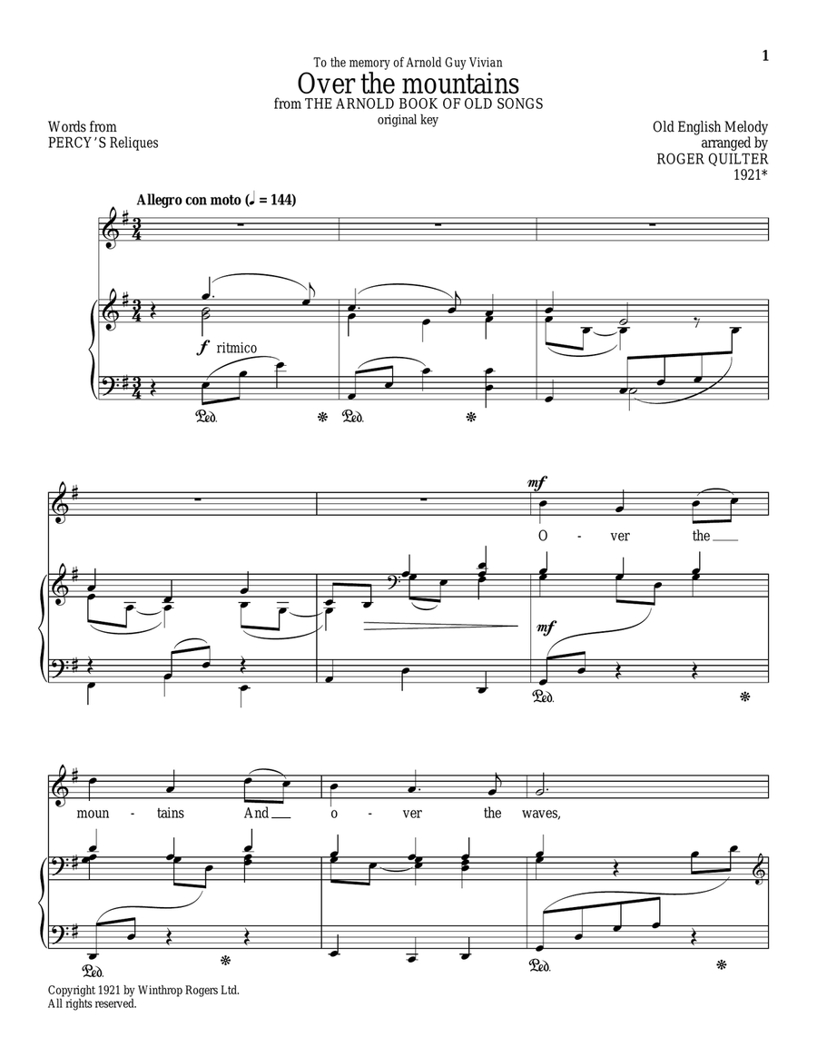 Over The Mountains Piano, Vocal scores gallery preview page 1