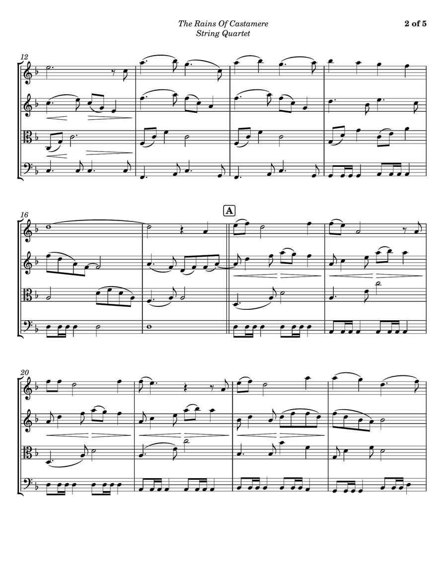 The Rains Of Castamere String Quartet scores gallery preview page 2