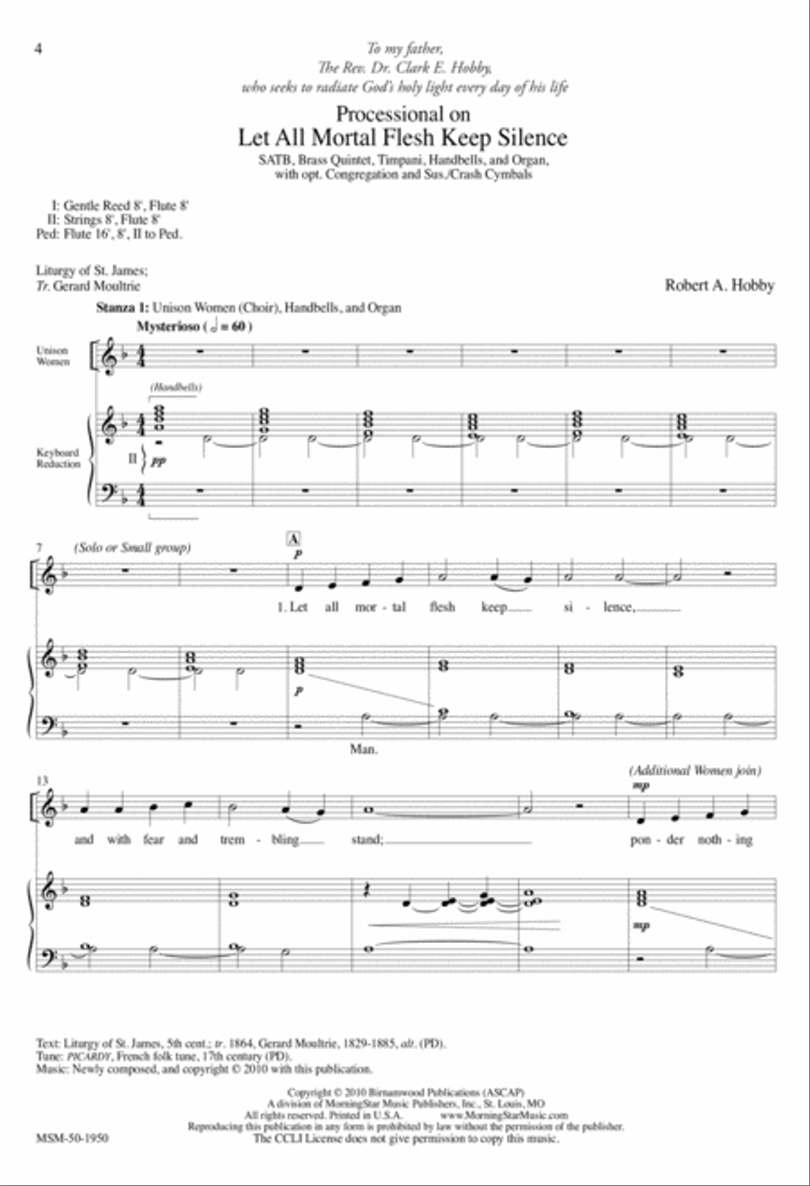 Processional on Let All Mortal Flesh Keep Silence 4-Part scores gallery preview page 2