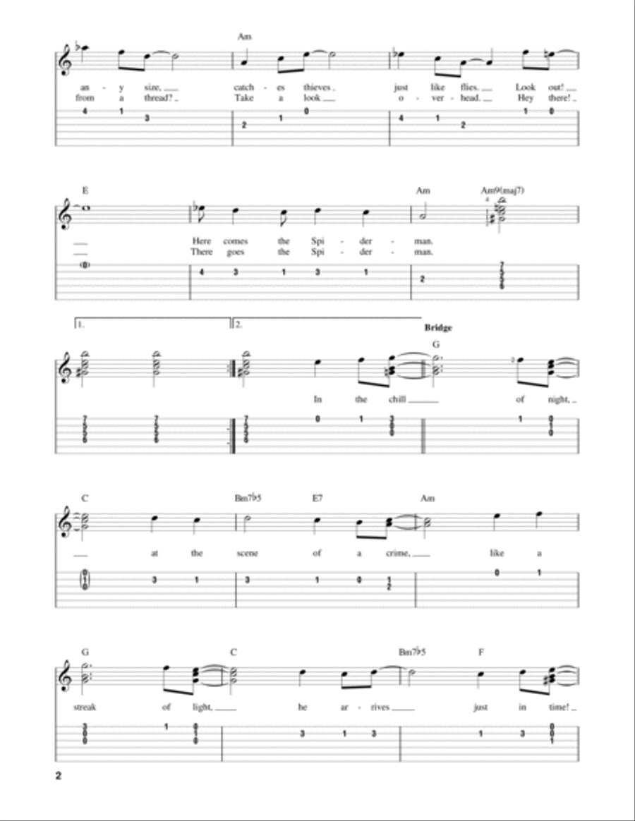 Theme From Spider-Man Guitar Tablature scores gallery preview page 2