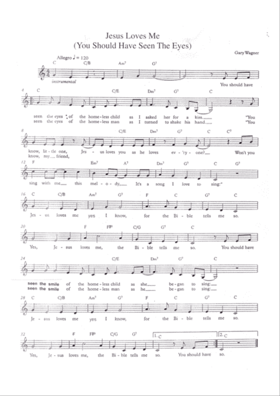 Jesus Loves Me ( You Should Have Seen The Eyes ) Piano Solo scores gallery preview page 1