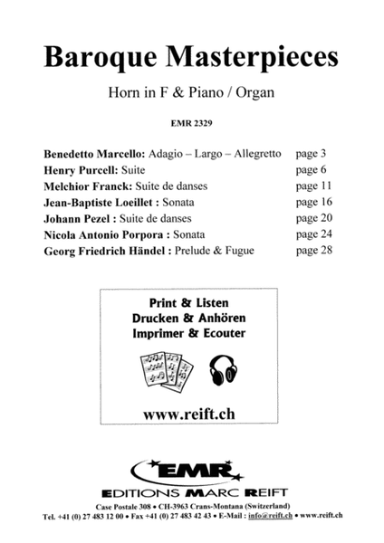 Baroque Masterpieces by Various Horn - Sheet Music