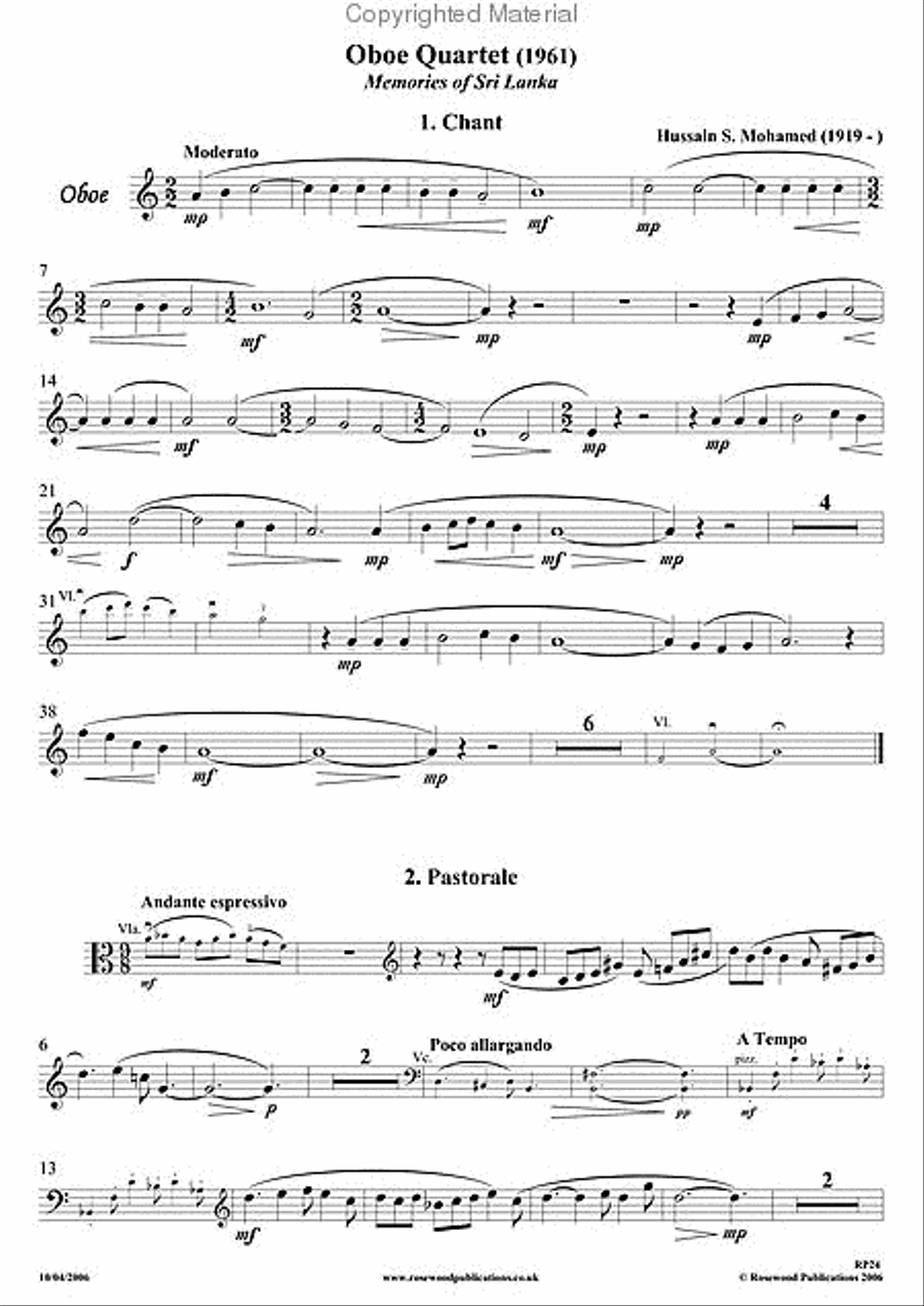 Quartet (1961) Clarinet scores gallery preview page 3