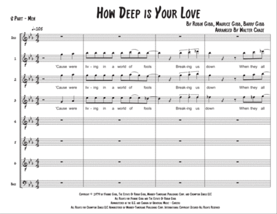 How Deep Is Your Love TTBB scores gallery preview page 2
