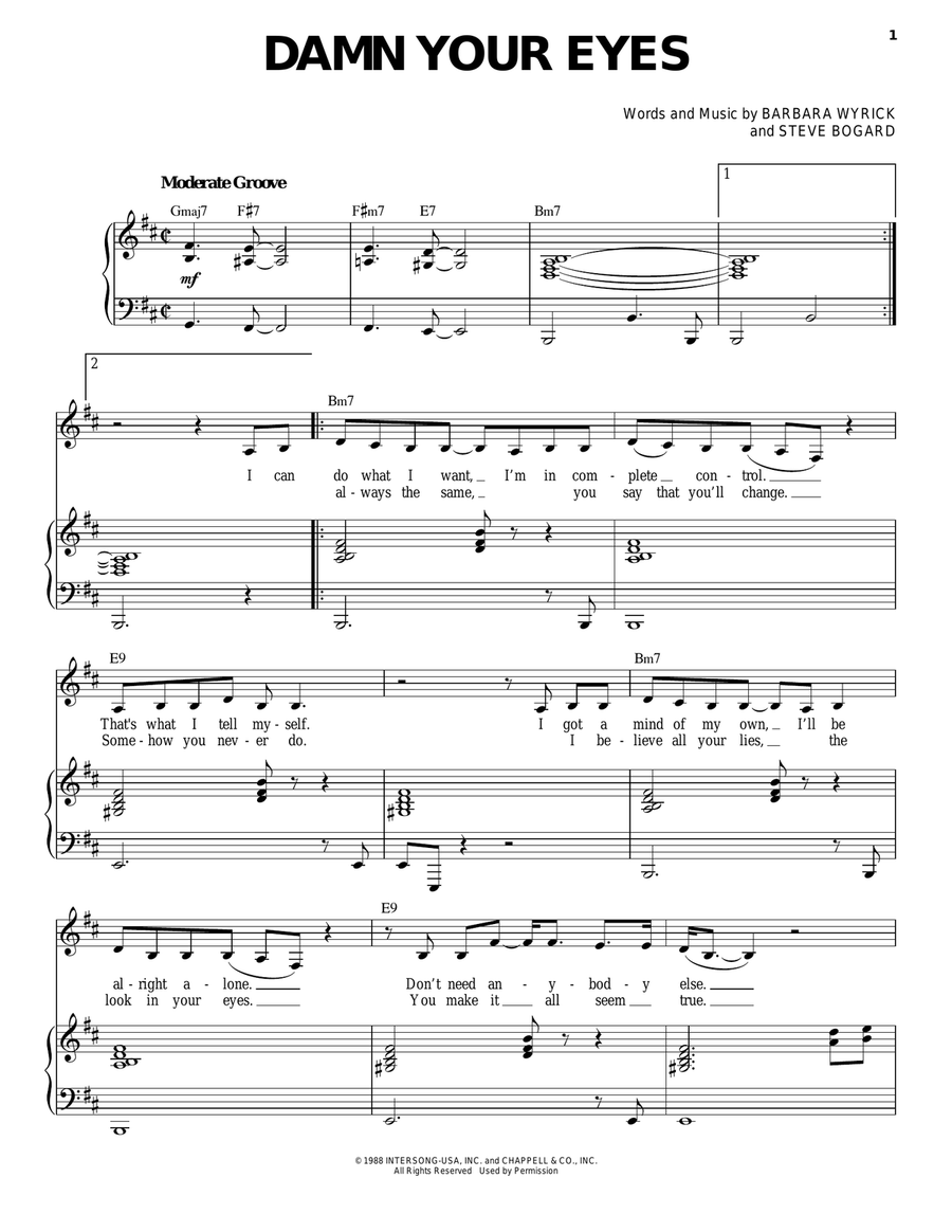 Damn Your Eyes Damn Your Eyes Voice scores gallery preview page 1
