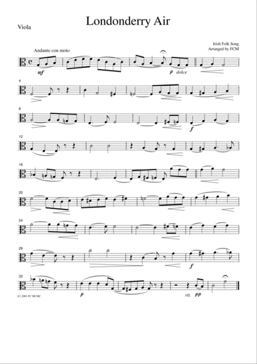 Irish Folk Song Londonderry Air, for string quartet, JM003 String Quartet scores gallery preview page 3