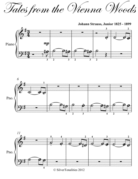 Tales from the Vienna Woods Beginner Piano Sheet Music