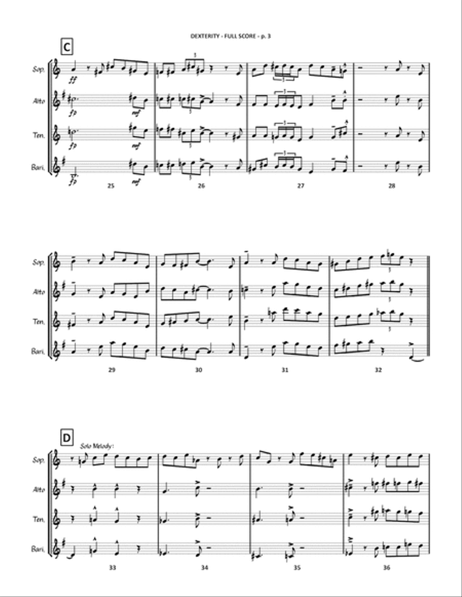 Dexterity Saxophone Quartet scores gallery preview page 4