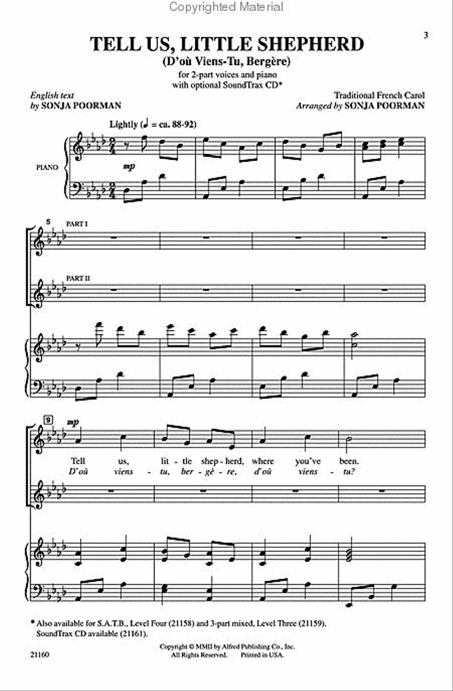 Tell Us, Little Shepherd (D'où Viens-Tu, Bergère) 2-Part scores gallery preview page 2