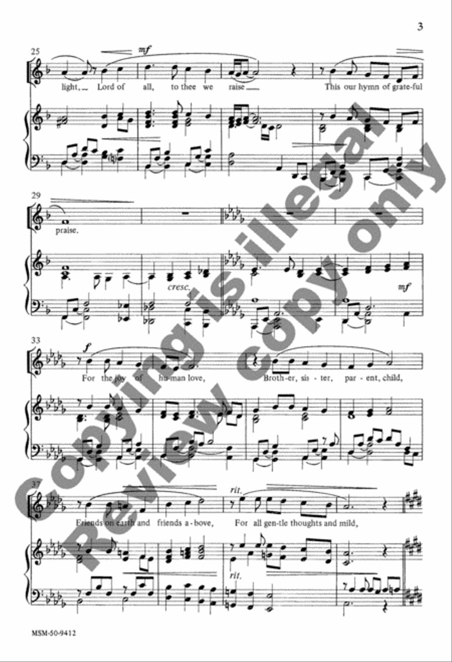 For the Beauty of the Earth Unison Choir scores gallery preview page 4