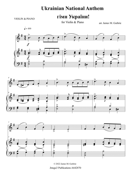 Ukrainian National Anthem for Violin & Piano image number null