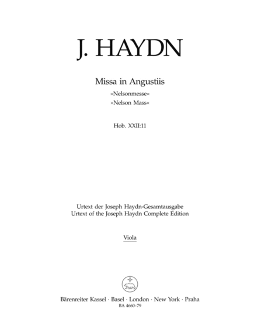Missa in angustiis Hob.XXII:11 'Nelson Mass' Viola scores gallery preview page 1