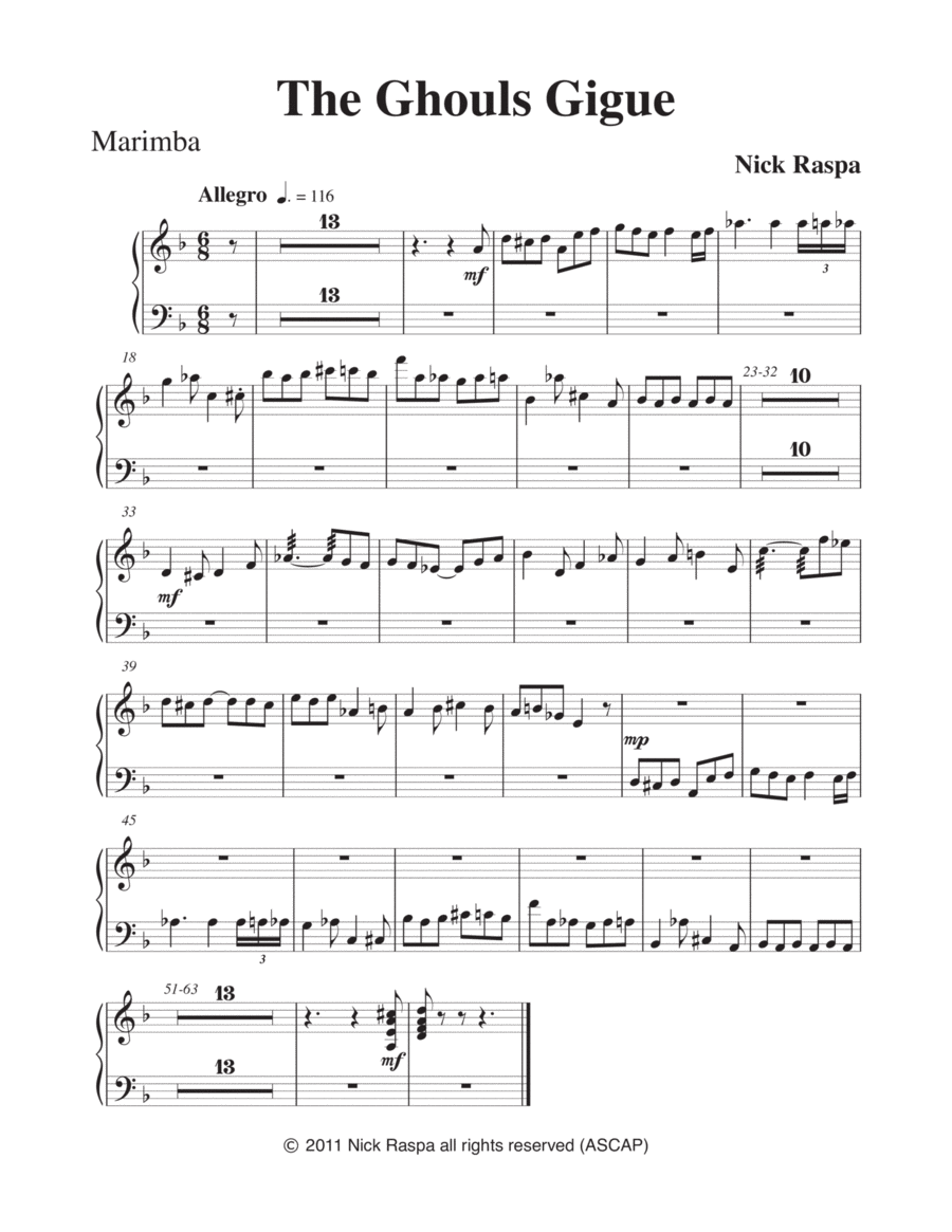 The Ghouls Gigue <I>(from Three Dances for Halloween)</I> - Full Orchestra - Marimba part