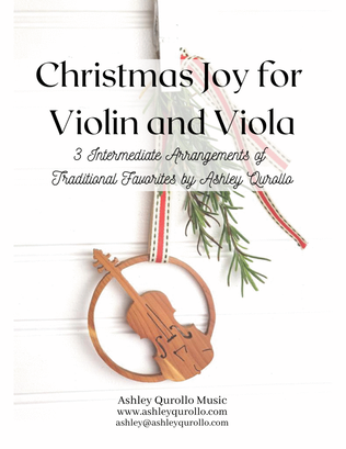 Book cover for Christmas Joy for Violin and Viola -- 3 Intermediate Arrangements
