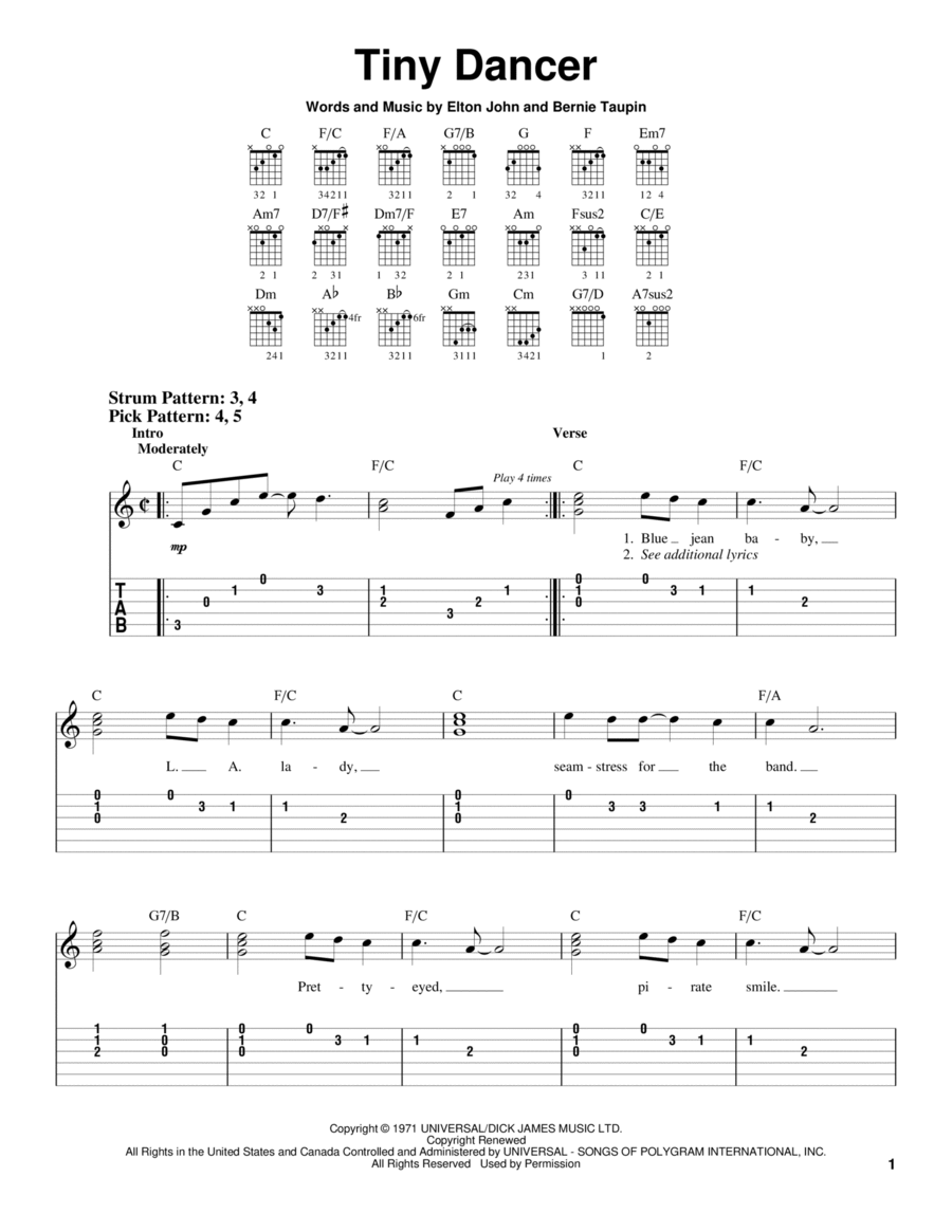 Tiny Dancer Acoustic Guitar scores gallery preview page 1