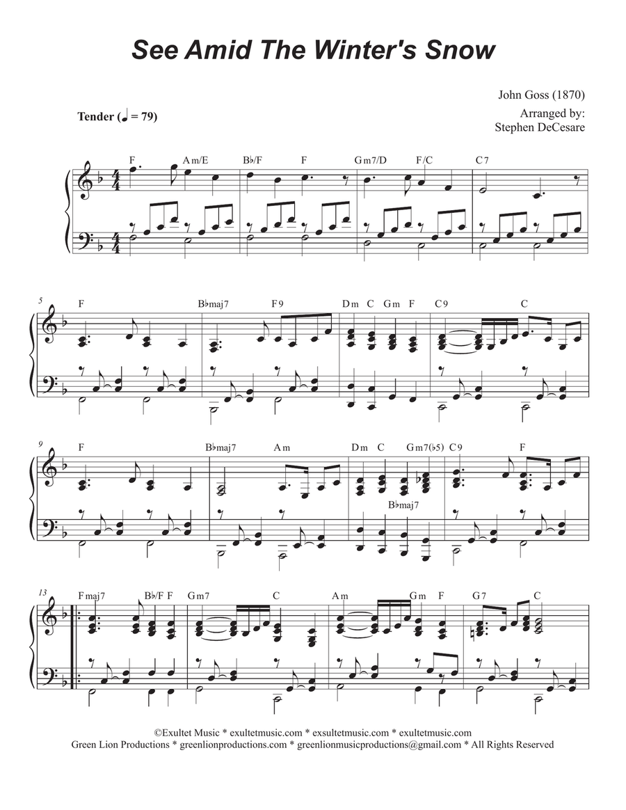 See Amid The Winter's Snow (Trombone solo and Piano) See Amid The Winter's Snow (Trombone solo and Piano) Piano scores gallery preview page 5