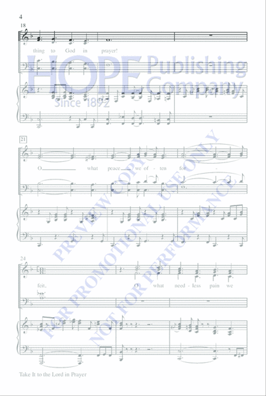 Take It to the Lord In Prayer 4-Part scores gallery preview page 4