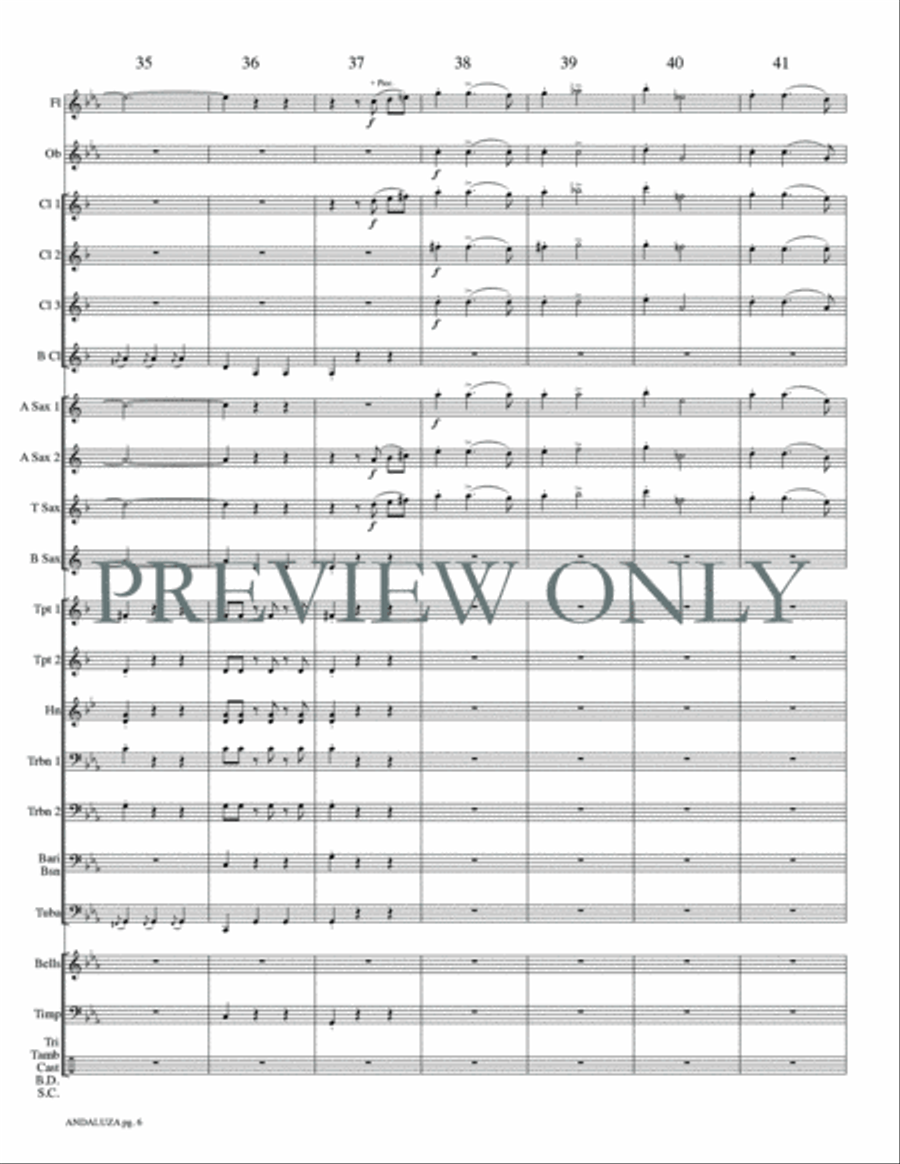 Andaluza -- Spanish Dance No. 5 Concert Band scores gallery preview page 9