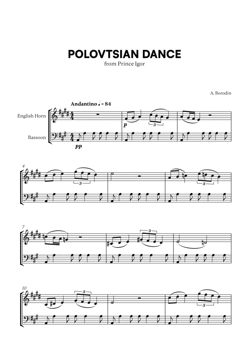 Polovtsian Dance (from Prince Igor) (for English Horn and Bassoon) image number null