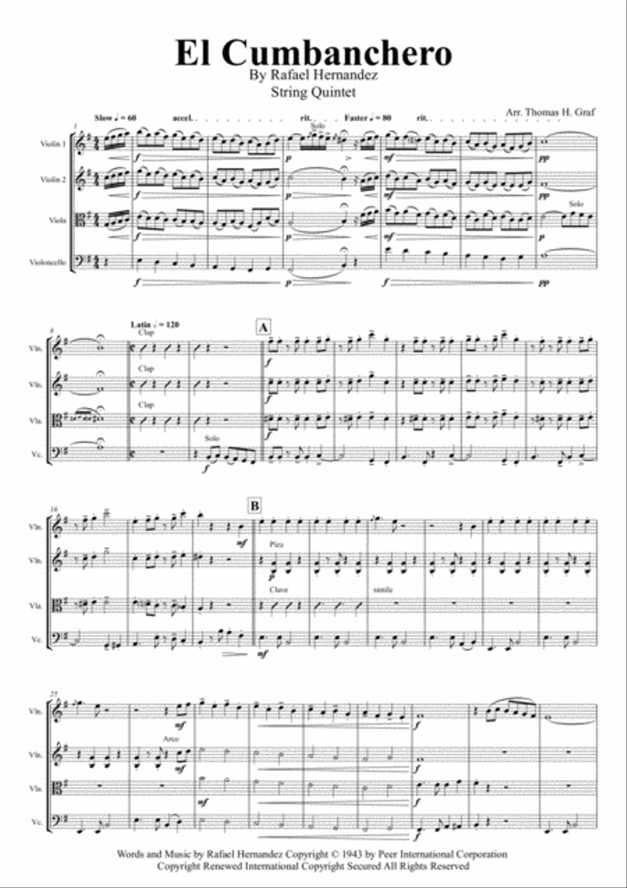 El Cumbanchero String Quartet scores gallery preview page 1