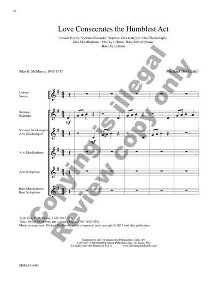 Praise and Honor: Six Anthems for Unison or Two-Part Voices and Orff Ensemble