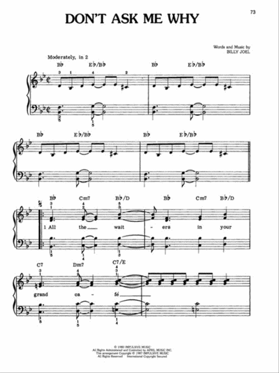 Billy Joel Piano, Vocal, Guitar scores gallery preview page 6