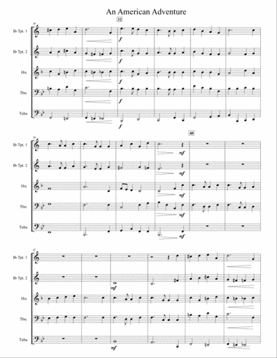 An American Adventure for Brass Quintet Brass Quintet scores gallery preview page 4