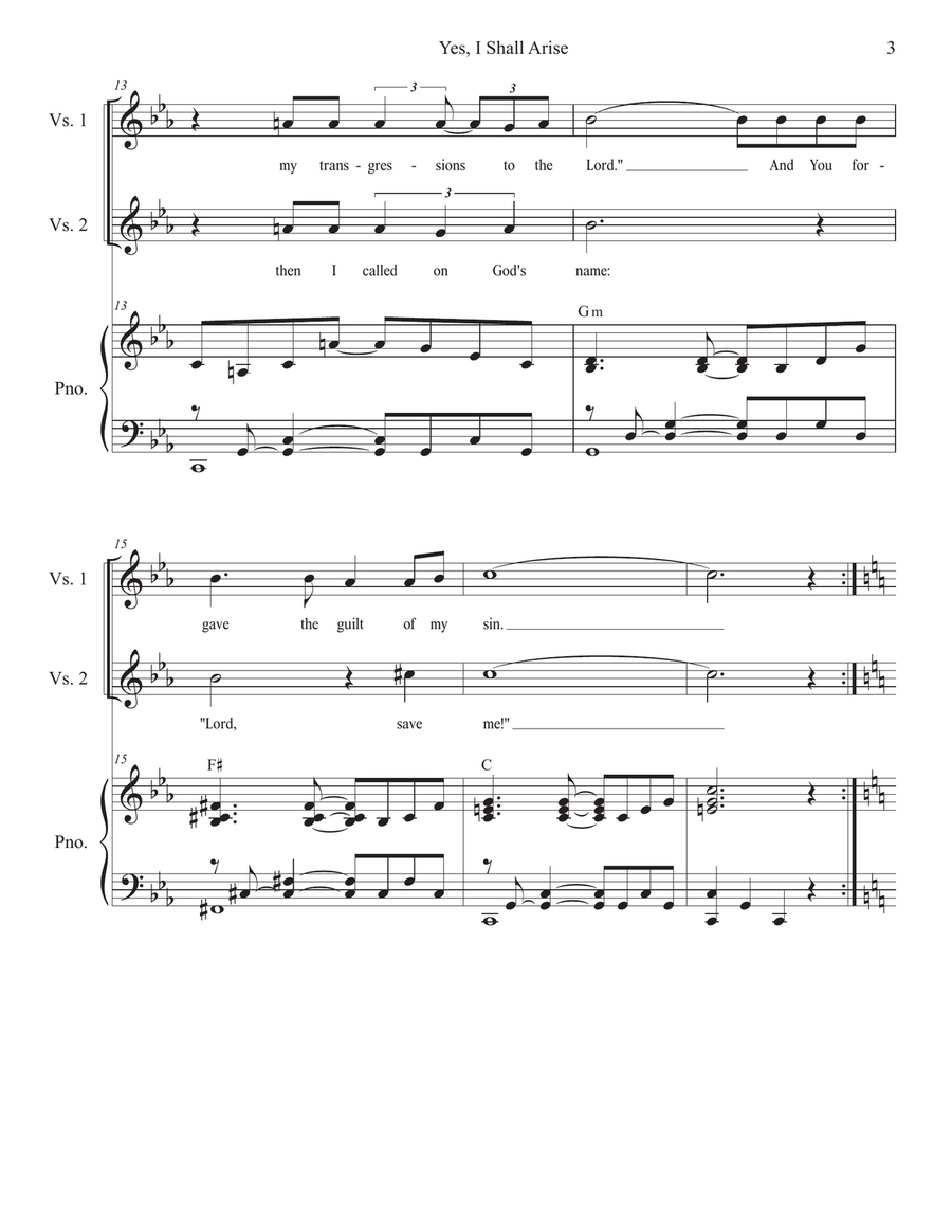 Yes, I Shall Arise (Duet for Tenor and Bass solo) Tenor Voice scores gallery preview page 3