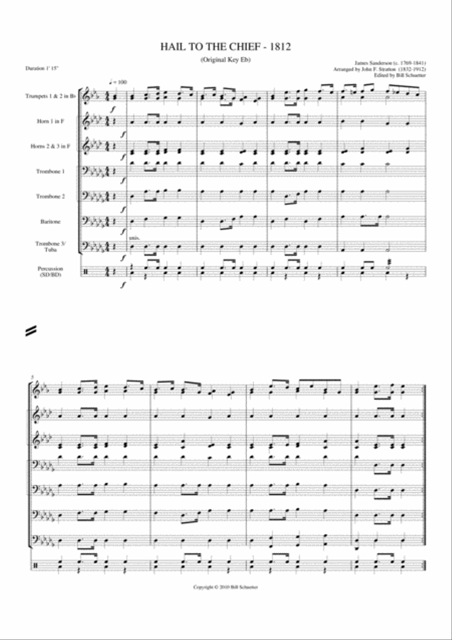 Hail To the Chief Trombone scores gallery preview page 1