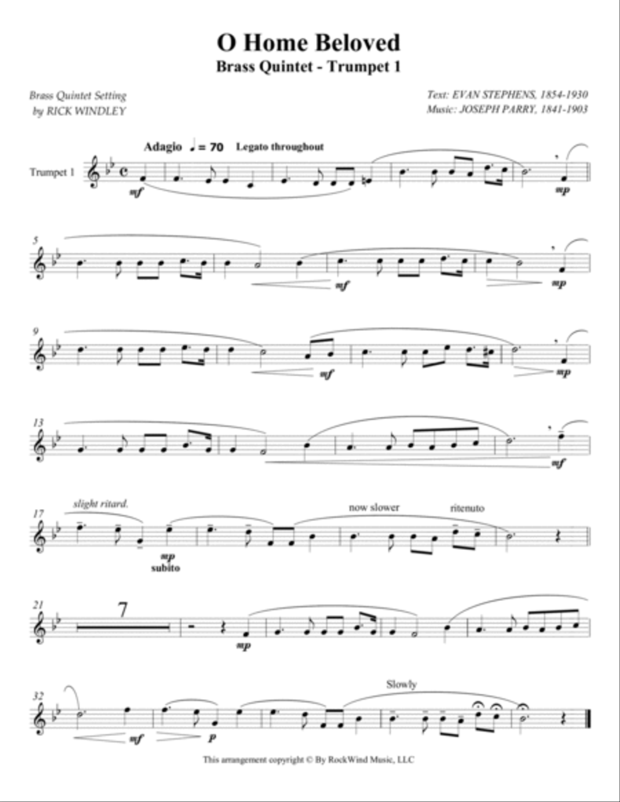 O Home Beloved O Home Beloved Brass Quintet scores gallery preview page 4