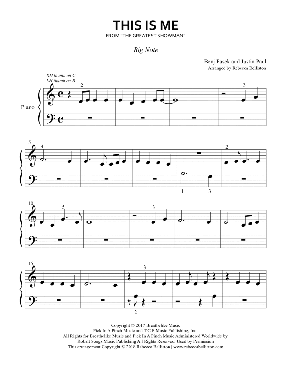This Is Me Easy Piano scores gallery preview page 1