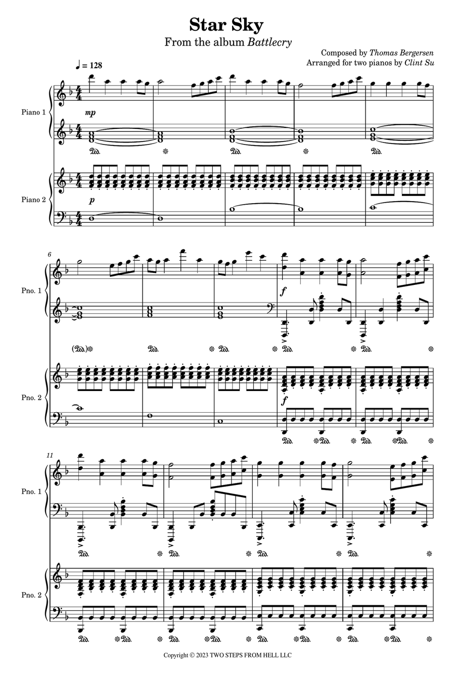 Star Sky - Trailer Piano Duet scores gallery preview page 1